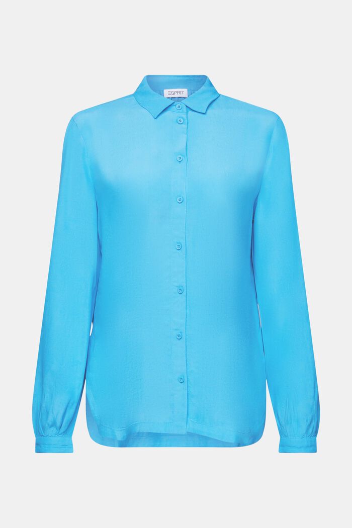 Overhemdblouse van crêpe, BLUE, detail image number 7