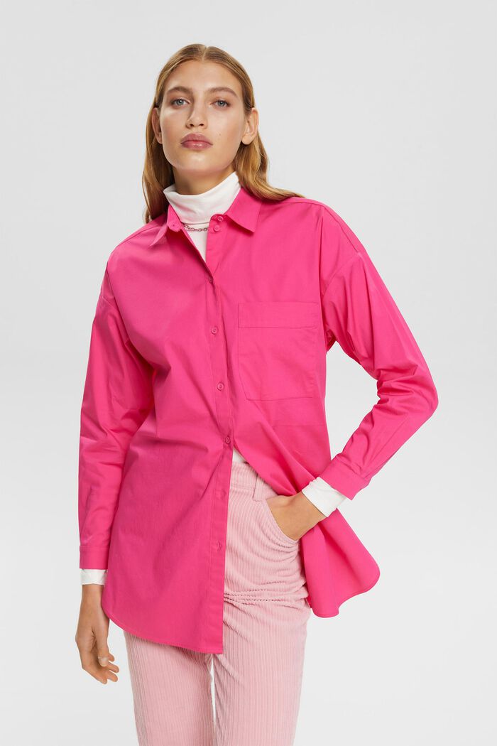 Katoenen blouse met een zak, PINK FUCHSIA, detail image number 0