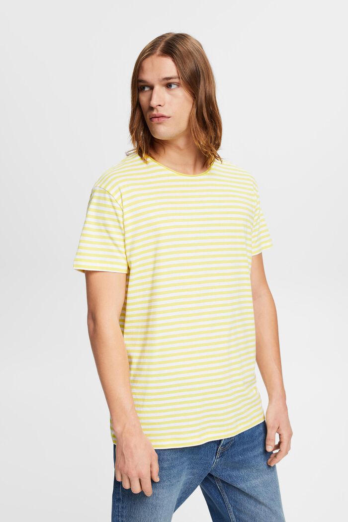 Jersey T-shirt met streepmotief, BRIGHT YELLOW, detail image number 0