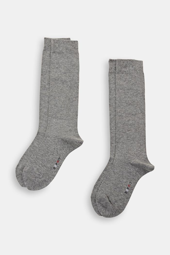2 paar grofgebreide sokken, LIGHT GREY MELANGE, detail image number 0