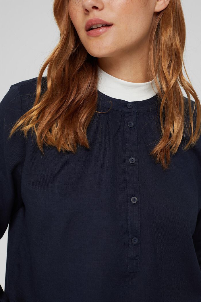 Henley blouse van 100% katoen, NAVY, detail image number 2