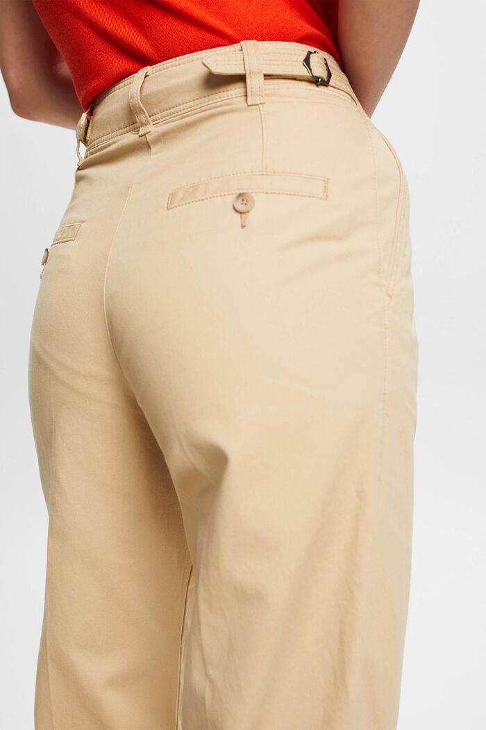 Chino broek met wijde pijpen, SAND, detail image number 4