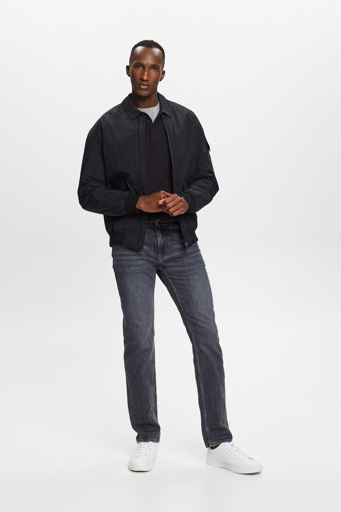 Mid-rise jeans met rechte pijpen, BLACK MEDIUM WASHED, detail image number 5
