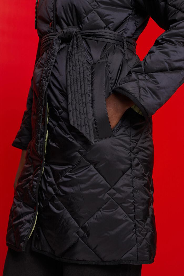 Gewatteerde jas met capuchon, BLACK, detail image number 2
