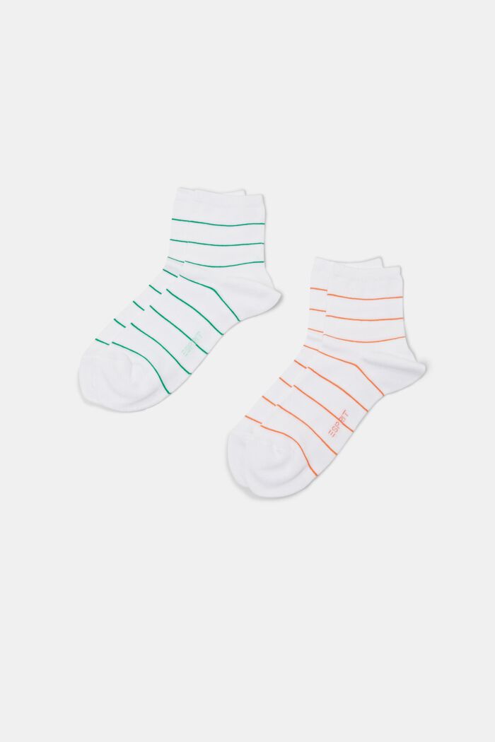 Set van 2 paar gestreepte, grofgebreide sokken, WHITE MIX, detail image number 0