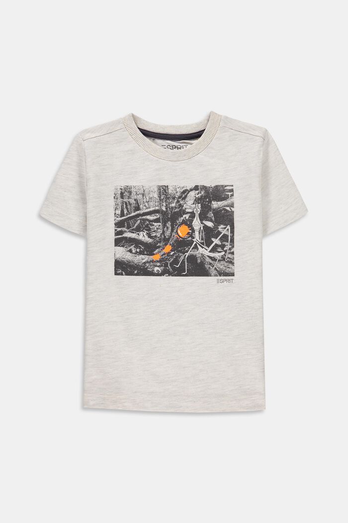 T-shirt met print van 100% katoen, SILVER, detail image number 0
