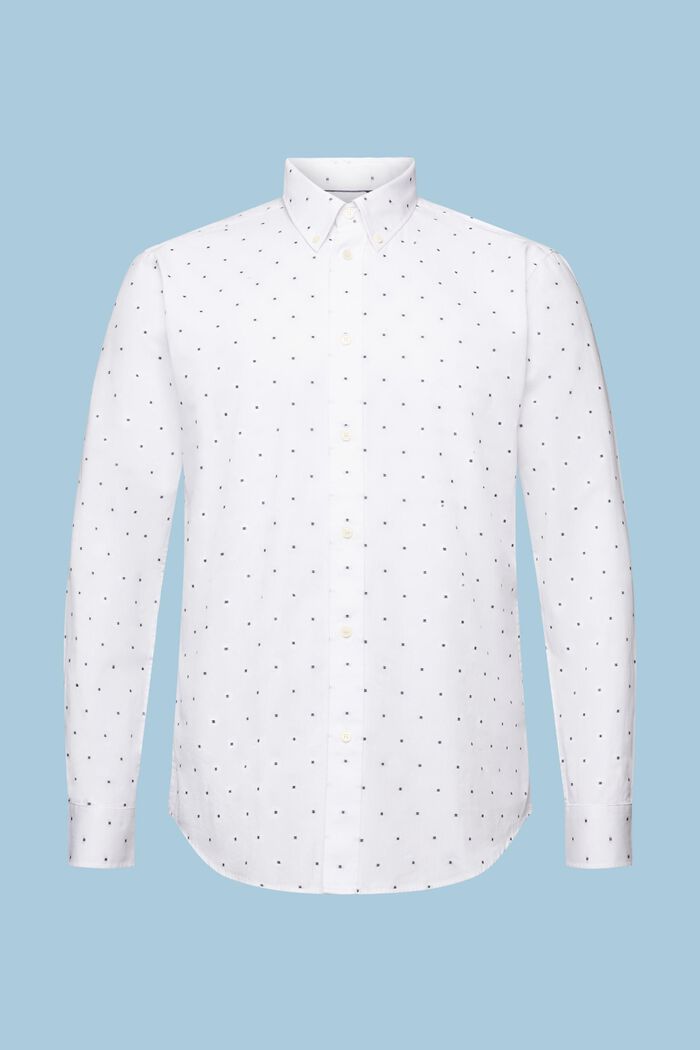 Katoenen slim fit-overhemd met borduursel, WHITE, detail image number 7