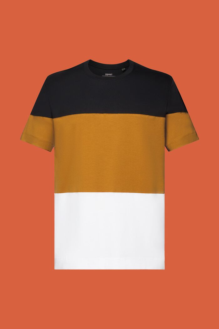 T-shirt met colour block, 100% katoen, BLACK, detail image number 6