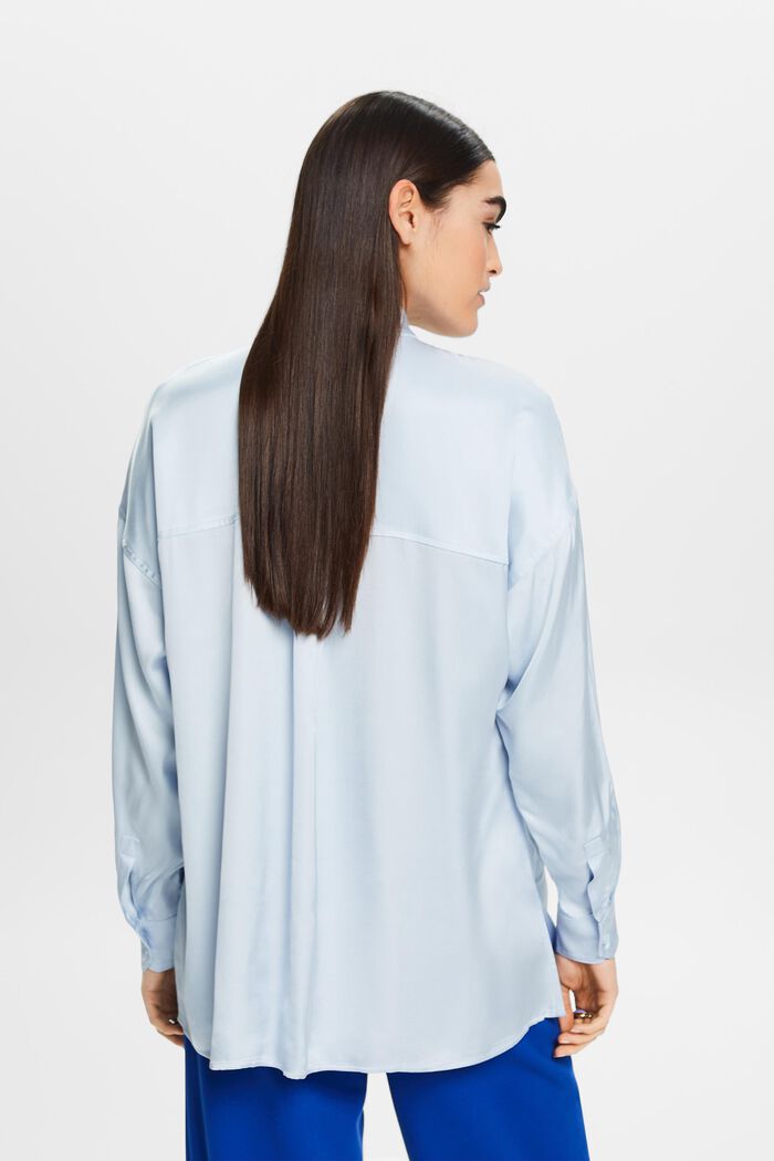 Satijnen blouse met opstaande kraag, LIGHT BLUE, detail image number 3