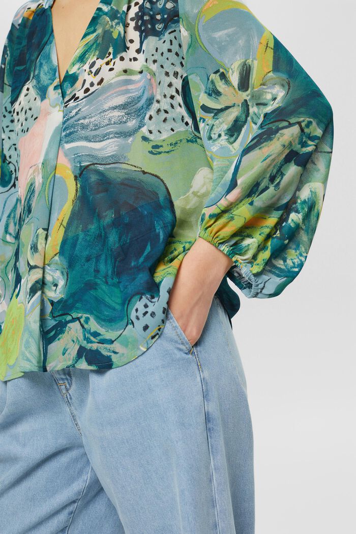 Chiffon blouse met motief, PASTEL GREEN, detail image number 2