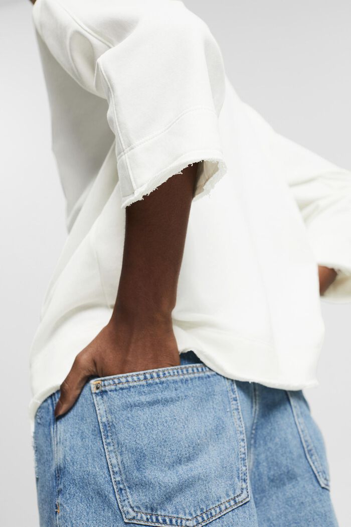 Gerecycled: sweatshirt met onafgewerkte randen, OFF WHITE, detail image number 2