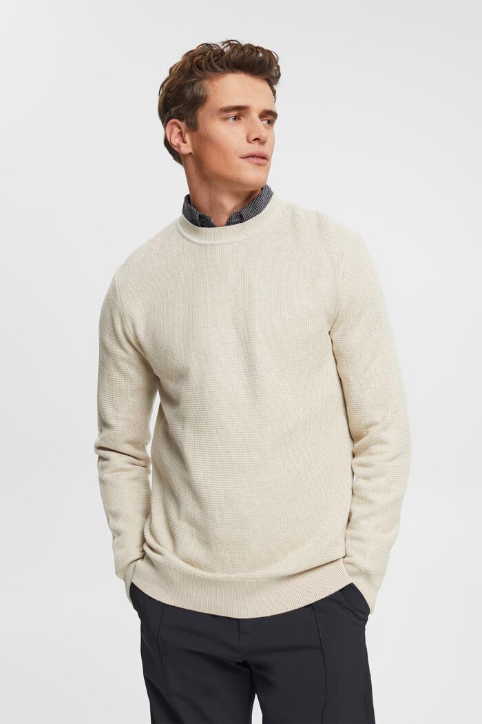 Gestreepte sweater, LIGHT TAUPE, detail image number 0