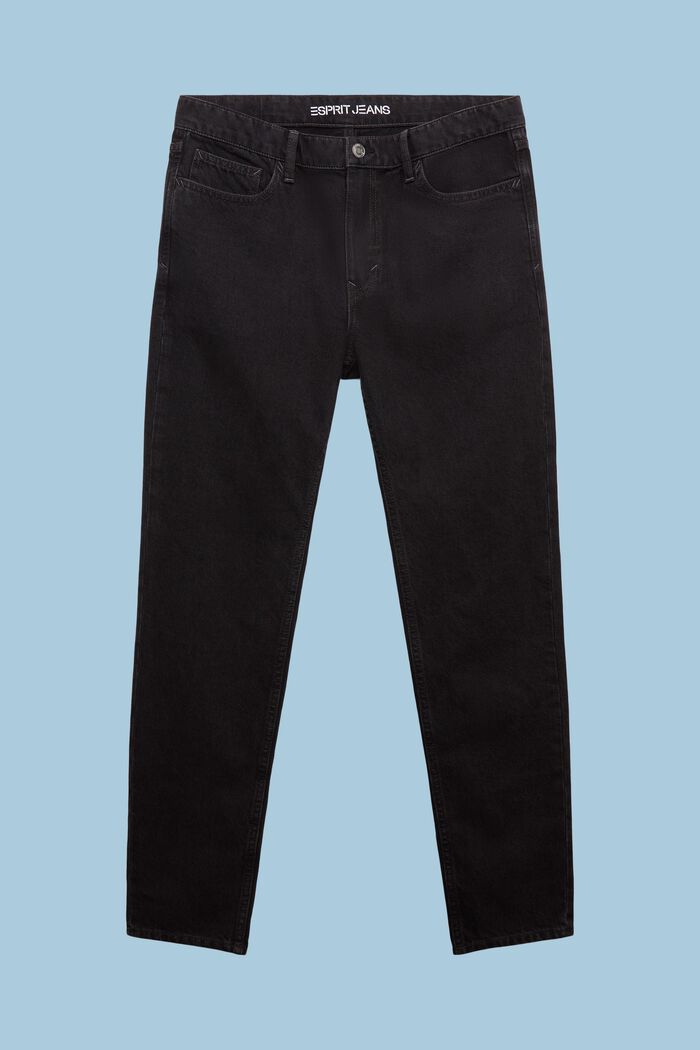 Taps toelopende jeans met middelhoge taille, BLACK DARK WASHED, detail image number 6