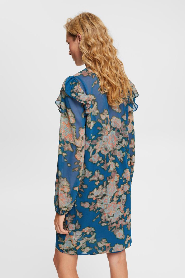 Chiffon jurk met motief, TEAL BLUE, detail image number 3