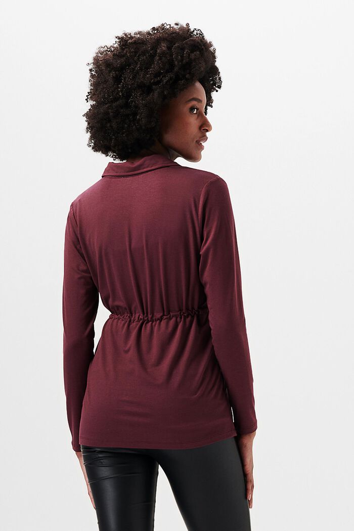 Jersey blouse met lange mouwen, LENZING™ ECOVERO™, PLUM BROWN, detail image number 3