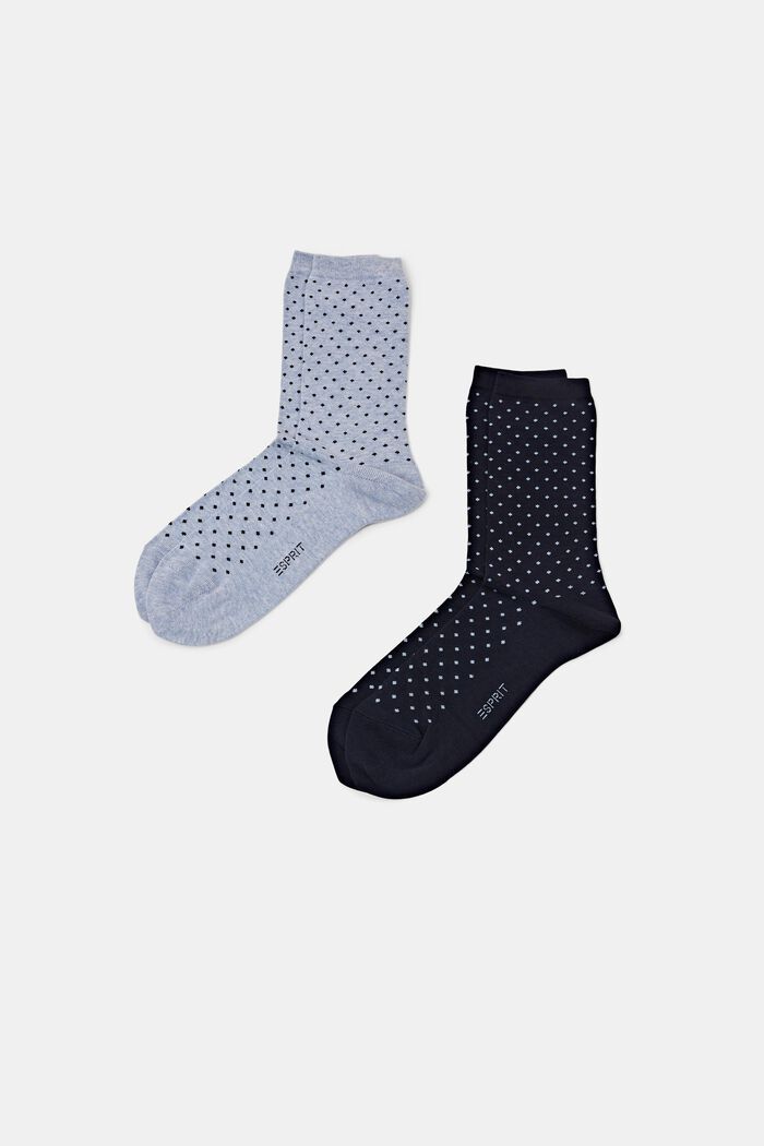 Set van 2 paar sokken met stippen, organic cotton, LIGHT BLUE/NAVY, detail image number 0
