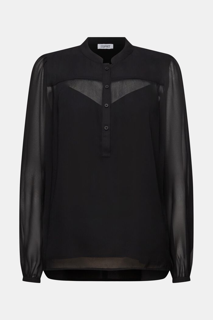 Chiffon blouse met lange mouwen, BLACK, detail image number 5