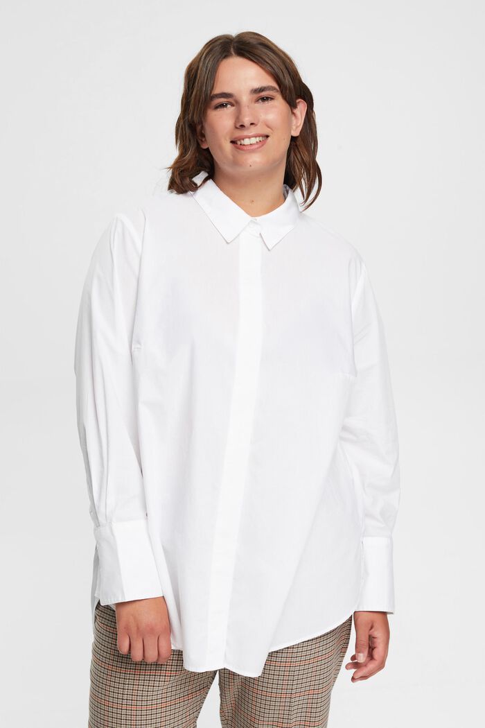 CURVY katoenen overhemdblouse, WHITE, detail image number 1