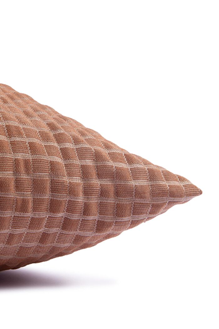 Gerecycled: kussenhoes met 3D-ruitmotief, BRONZE, detail image number 3