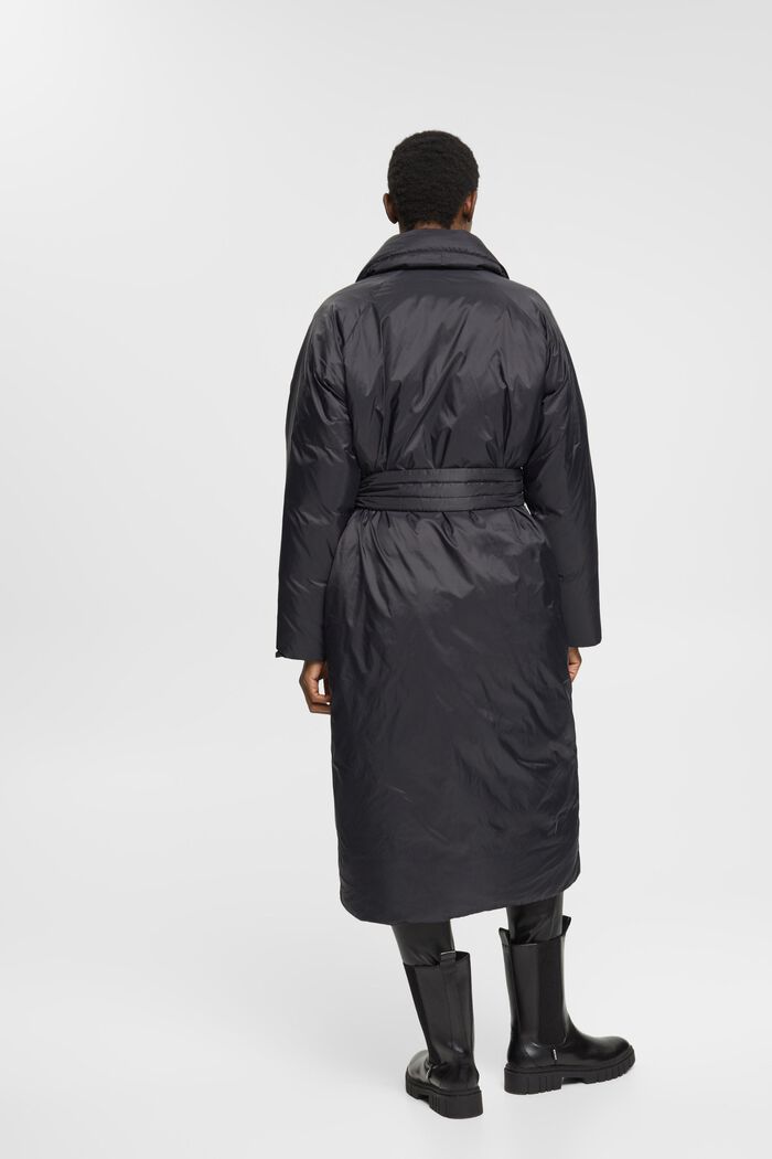 Lange mantel met gerecyclede donzen wattering, BLACK, detail image number 4