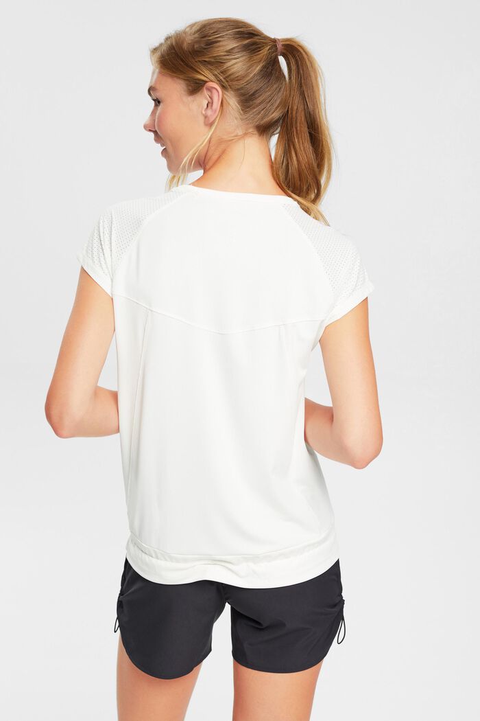 Gerecycled: active T-shirt met tunnelkoord en E-DRY, OFF WHITE, detail image number 3