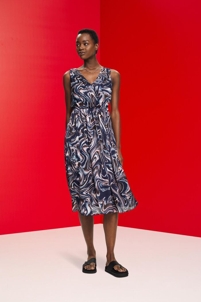 Midi-jurk met print all-over, NAVY, detail image number 1