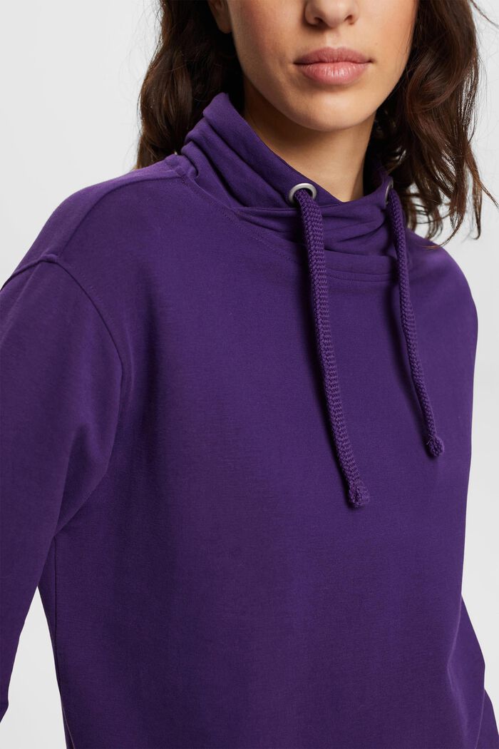Sweatshirt met opstaande kraag met tunnelkoord, DARK PURPLE, detail image number 2