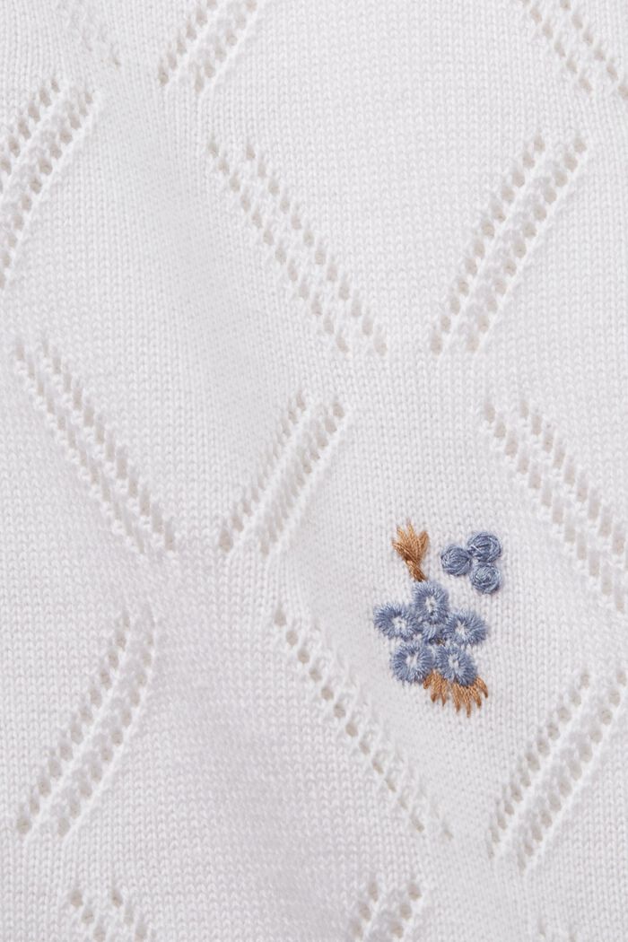 Bestikte trui met korte mouwen, 100% katoen, WHITE, detail image number 5