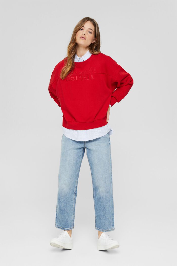 Geborduurd sweatshirt van een mix met biologisch katoen, RED, detail image number 1