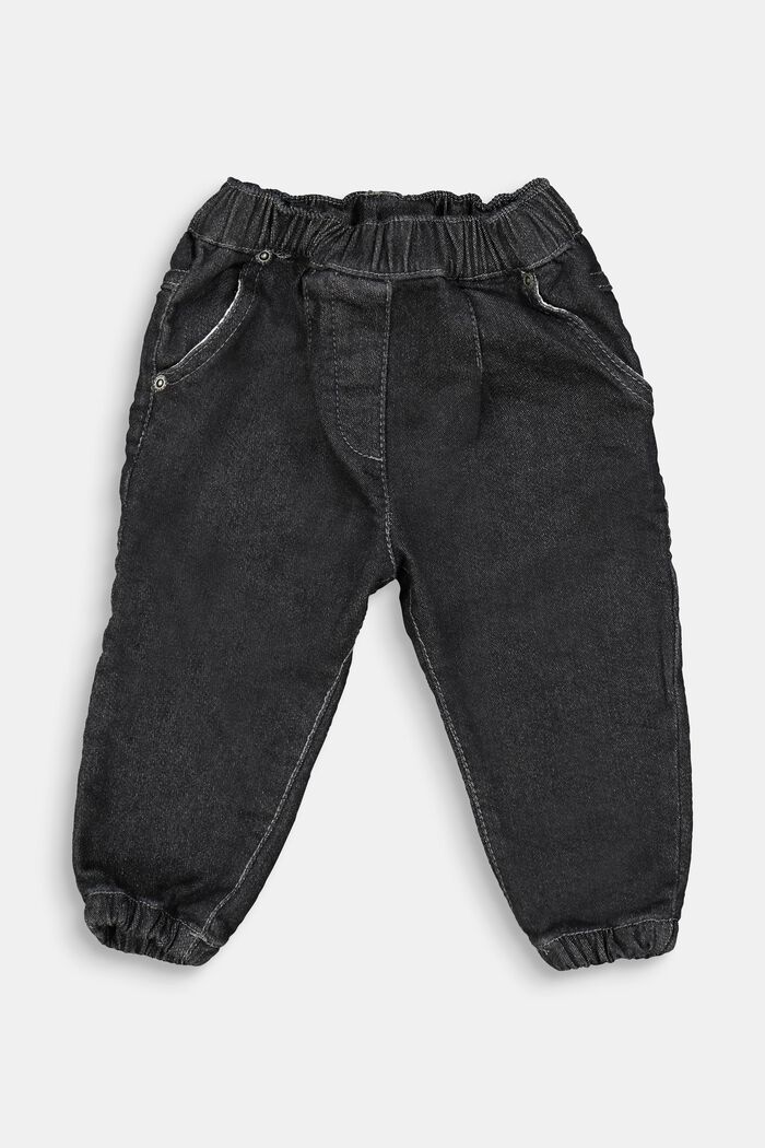 Jeans van comfortabele joggingstof, DARK GREY WASHED, detail image number 0