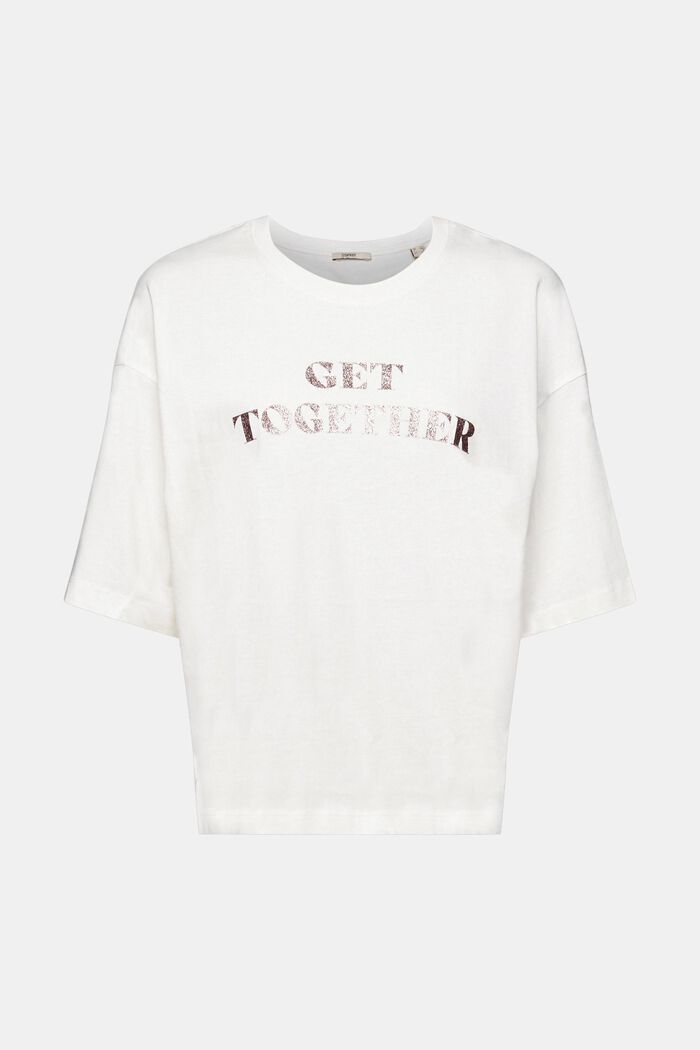 T-shirt met glitterprint, OFF WHITE, detail image number 7