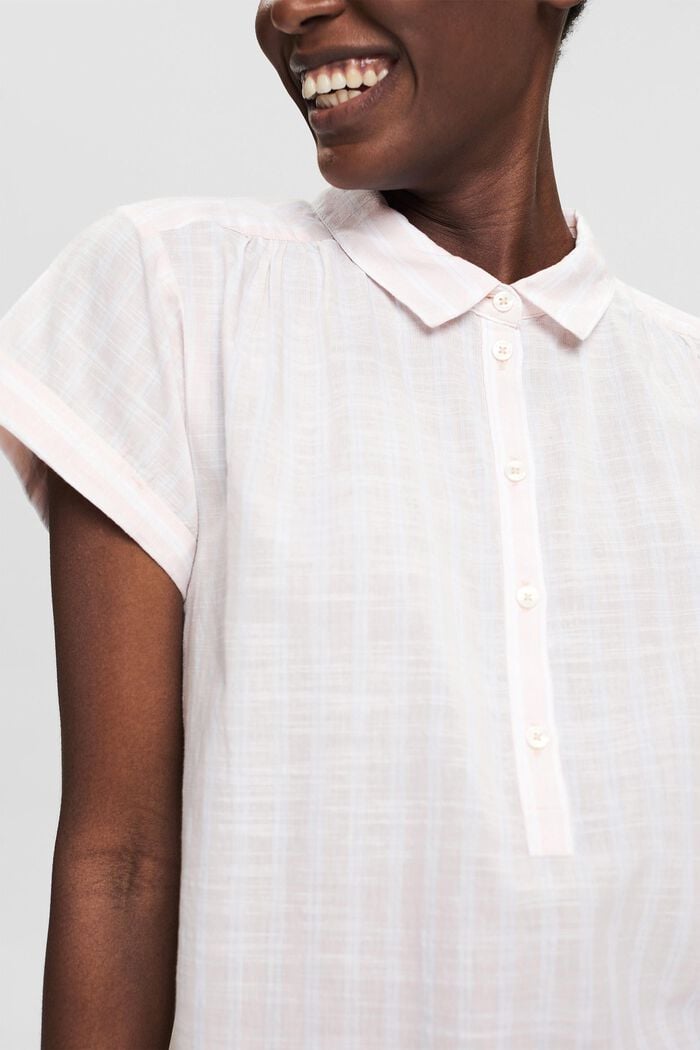 Geruite blouse met halflange knoopsluiting, NUDE, detail image number 2