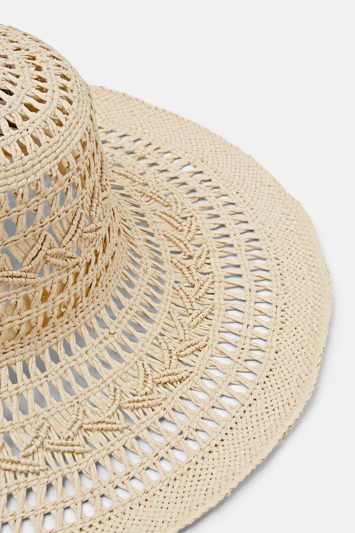 Cloche hoed van gevlochten stro, CREAM BEIGE, detail image number 1