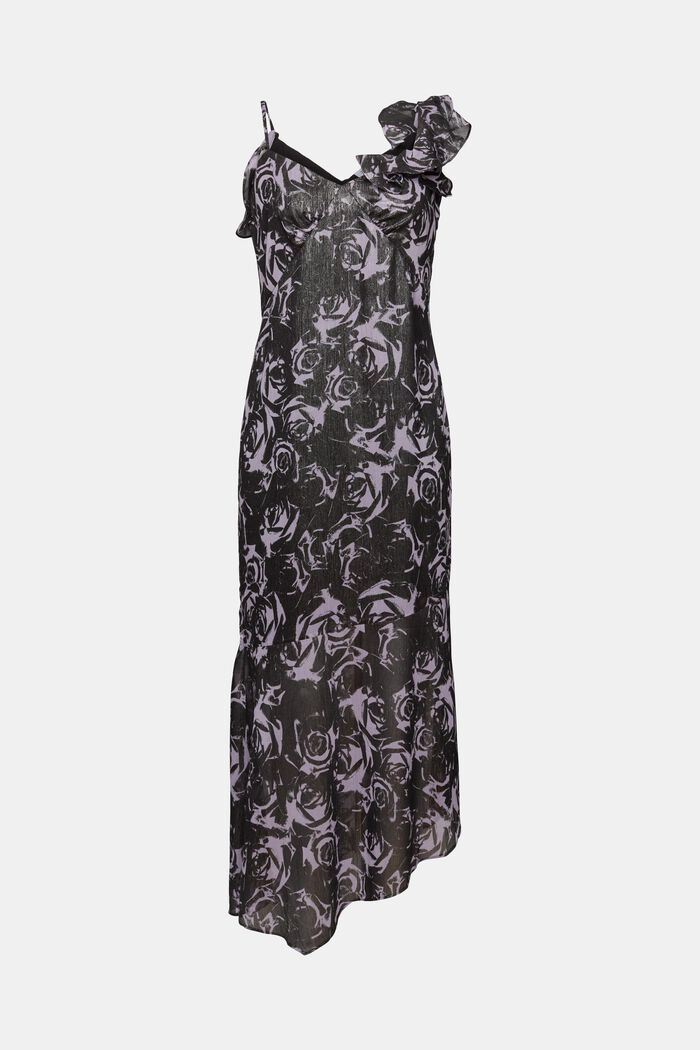 Off-the-shoulder chiffon maxi-jurk met print, BLACK, detail image number 6