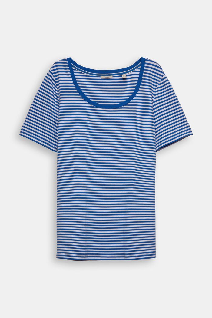 CURVY T-shirt met strepen, BRIGHT BLUE, detail image number 0