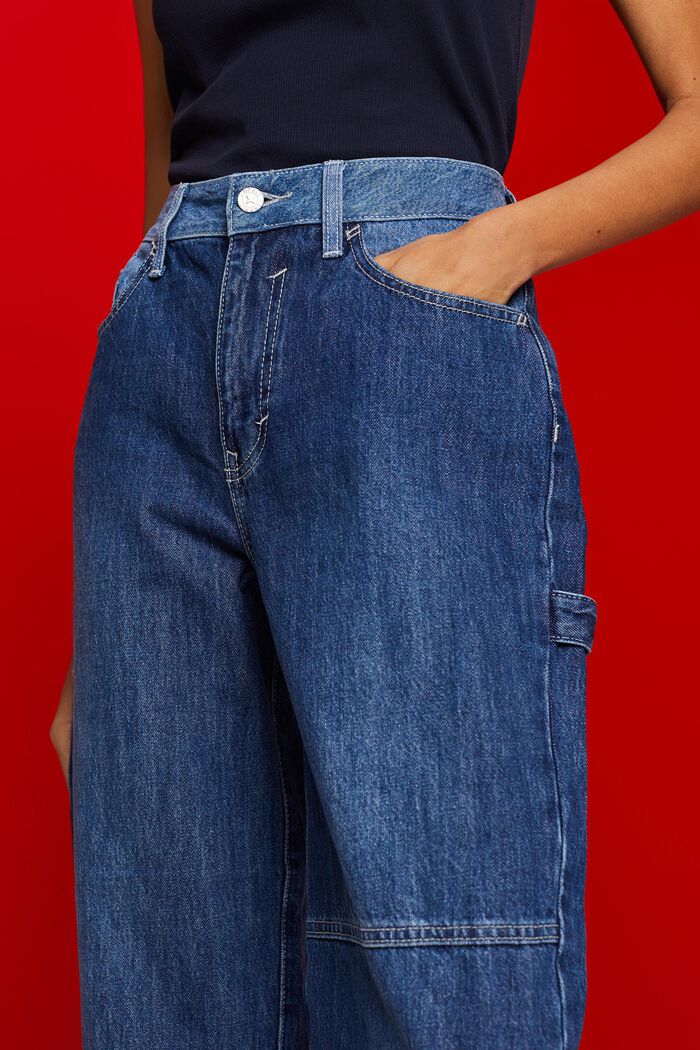 Asymmetrische 90's-jeans met wijde pijpen, BLUE DARK WASHED, detail image number 2