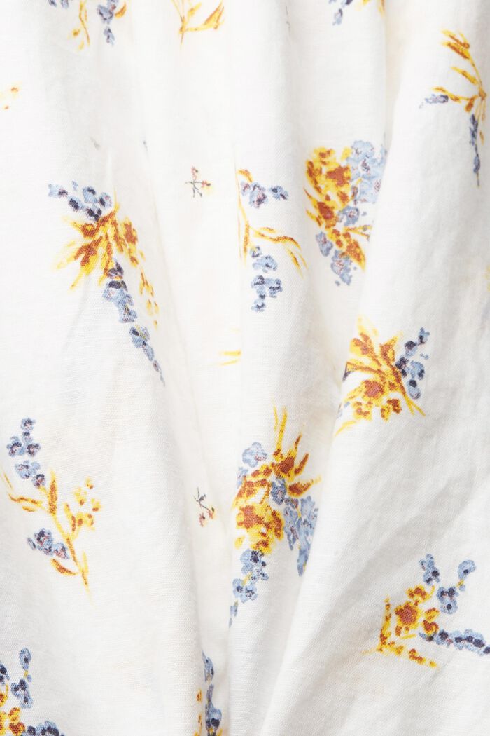 Van een linnenmix: blouse met bloemenmotief, OFF WHITE, detail image number 4