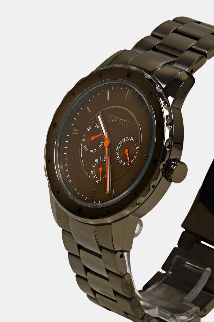 Edelstalen horloge met schakelbandje, GREY, detail image number 1