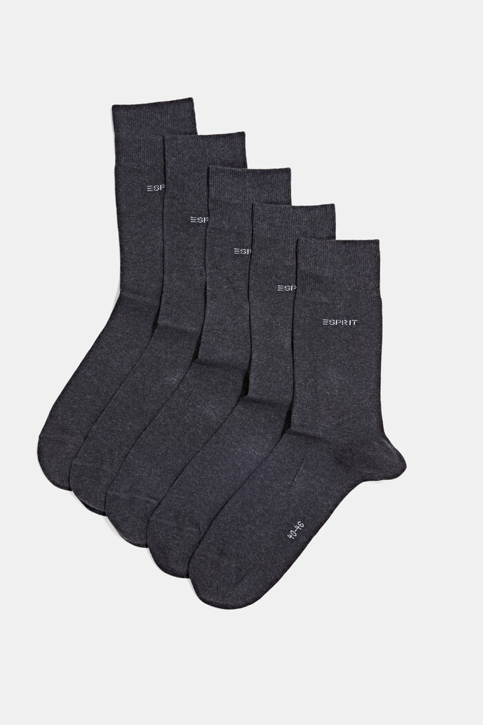 5 paar sokken van een mix met biologisch katoen, ANTHRACITE MELANGE, detail image number 0