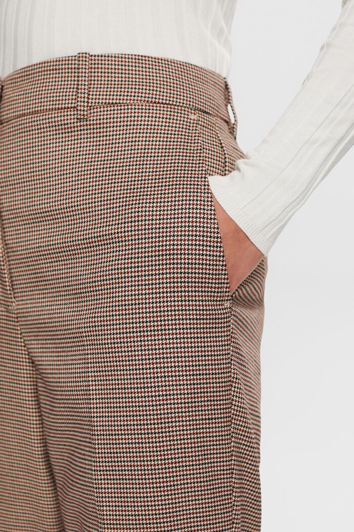 Pied-de-poule broek met wijde pijpen en hoge taille, SAND, detail image number 2
