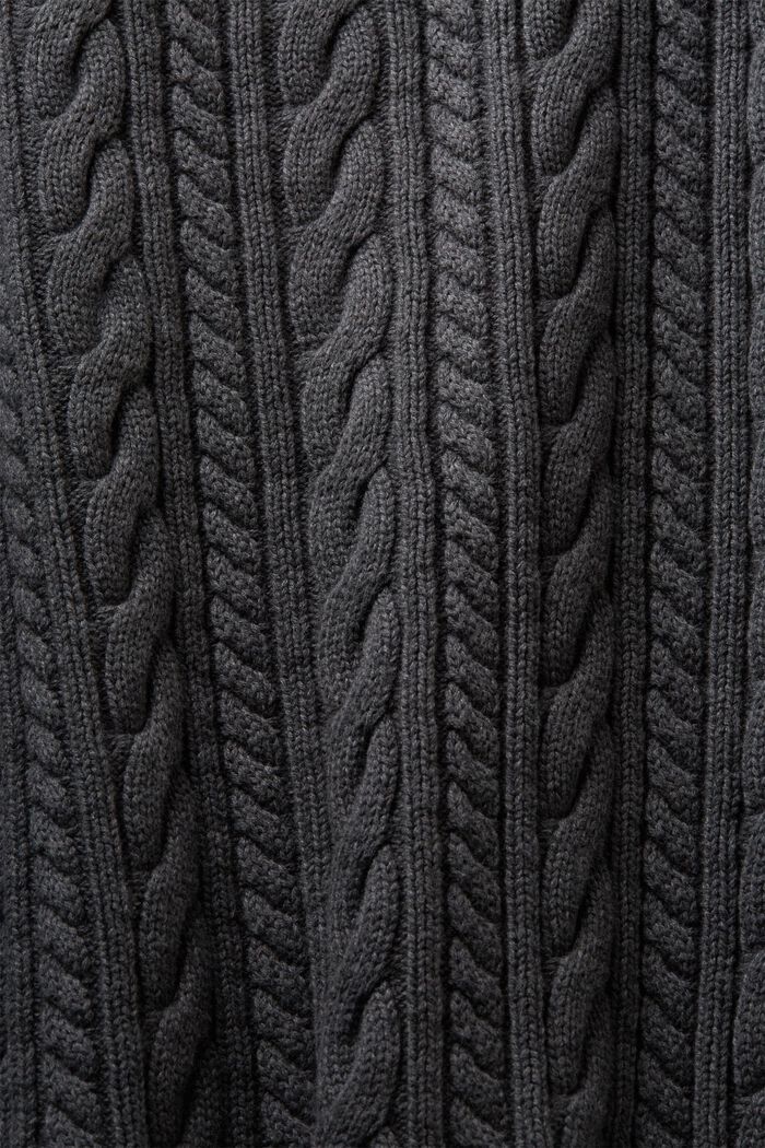 Kabelgebreid vest van organic cotton, ANTHRACITE, detail image number 5