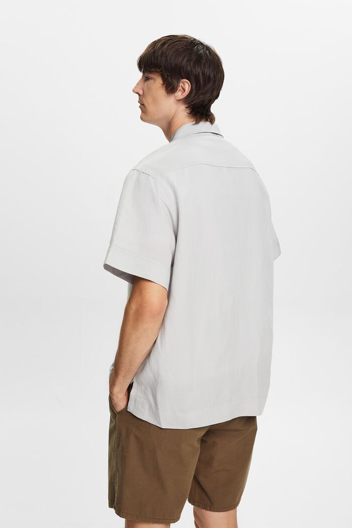 Shirt met korte mouwen, linnenmix, LIGHT GREY, detail image number 3