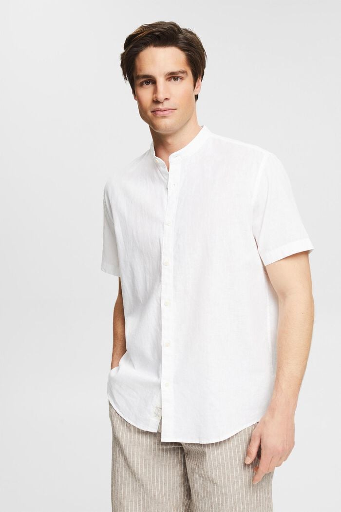 Overhemd van een linnenmix, WHITE, detail image number 0