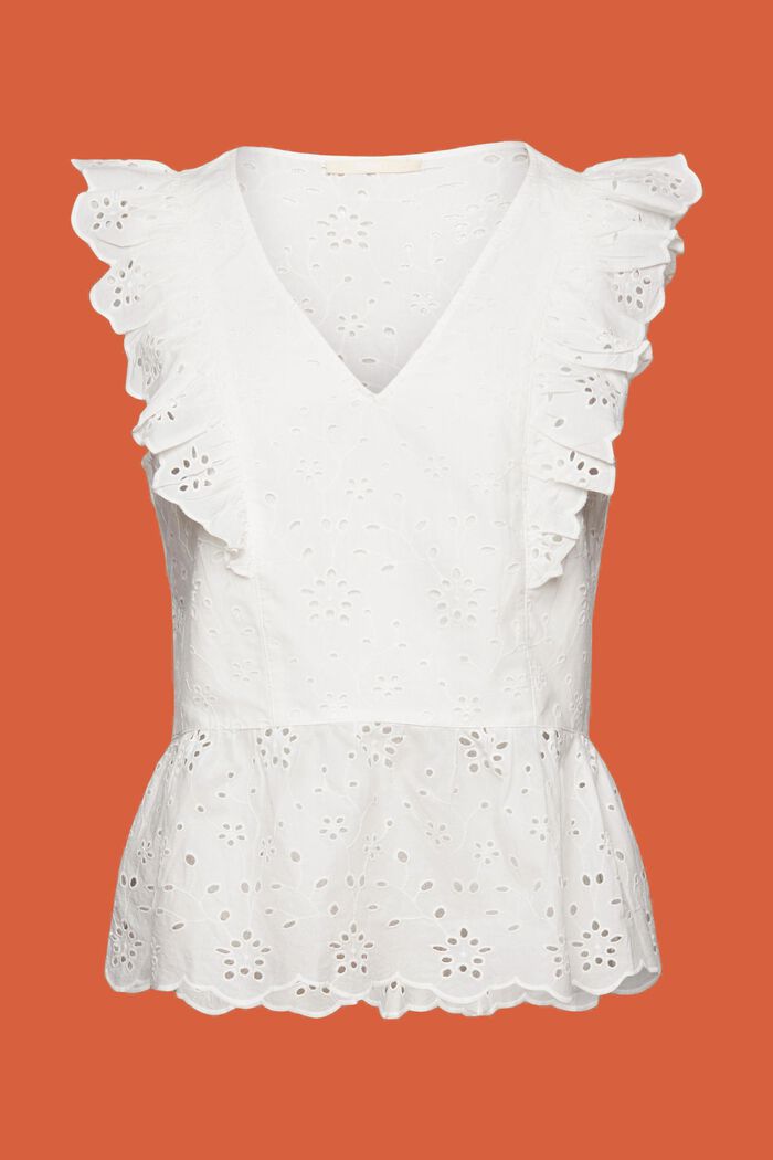 Mouwloze kanten blouse, 100% katoen, OFF WHITE, detail image number 6