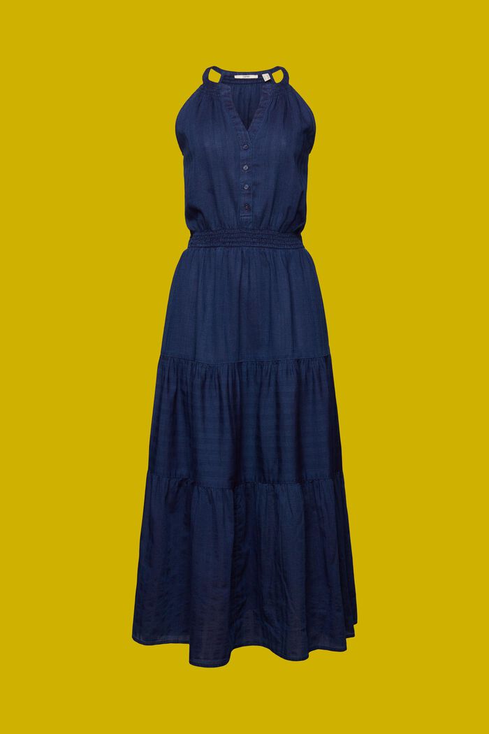 Gelaagde midi-jurk van katoen, NAVY, detail image number 6