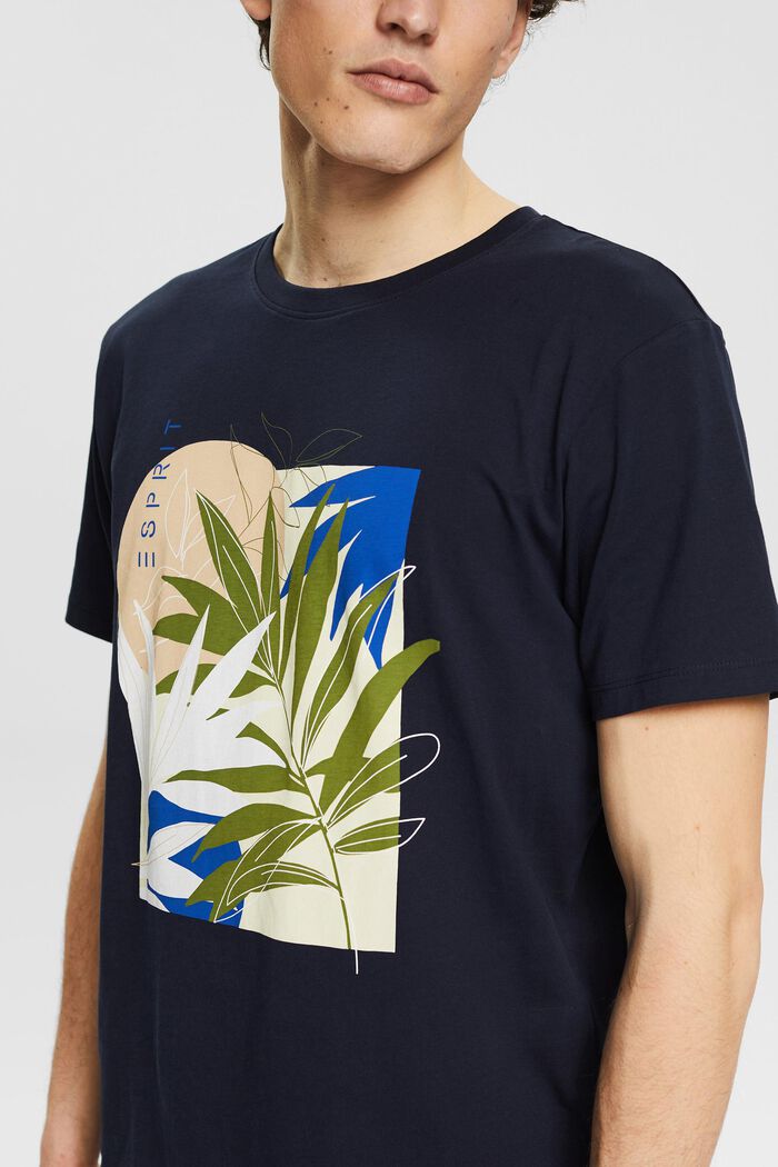 Jersey T-shirt met plantenprint, NAVY, detail image number 1