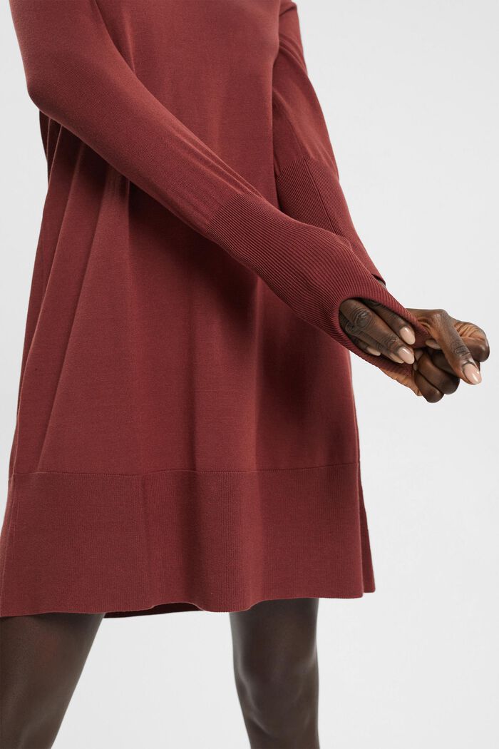Gebreide mini-jurk, BORDEAUX RED, detail image number 2