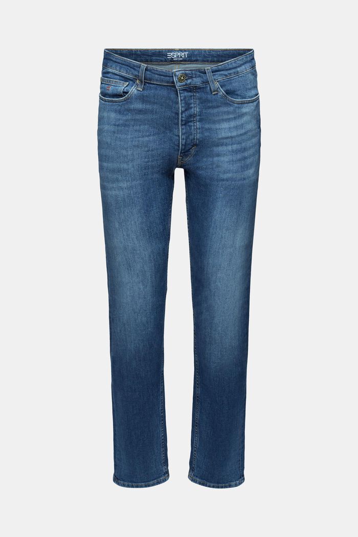 Rechte selvedge jeans met middelhoge taille, BLUE MEDIUM WASHED, detail image number 7