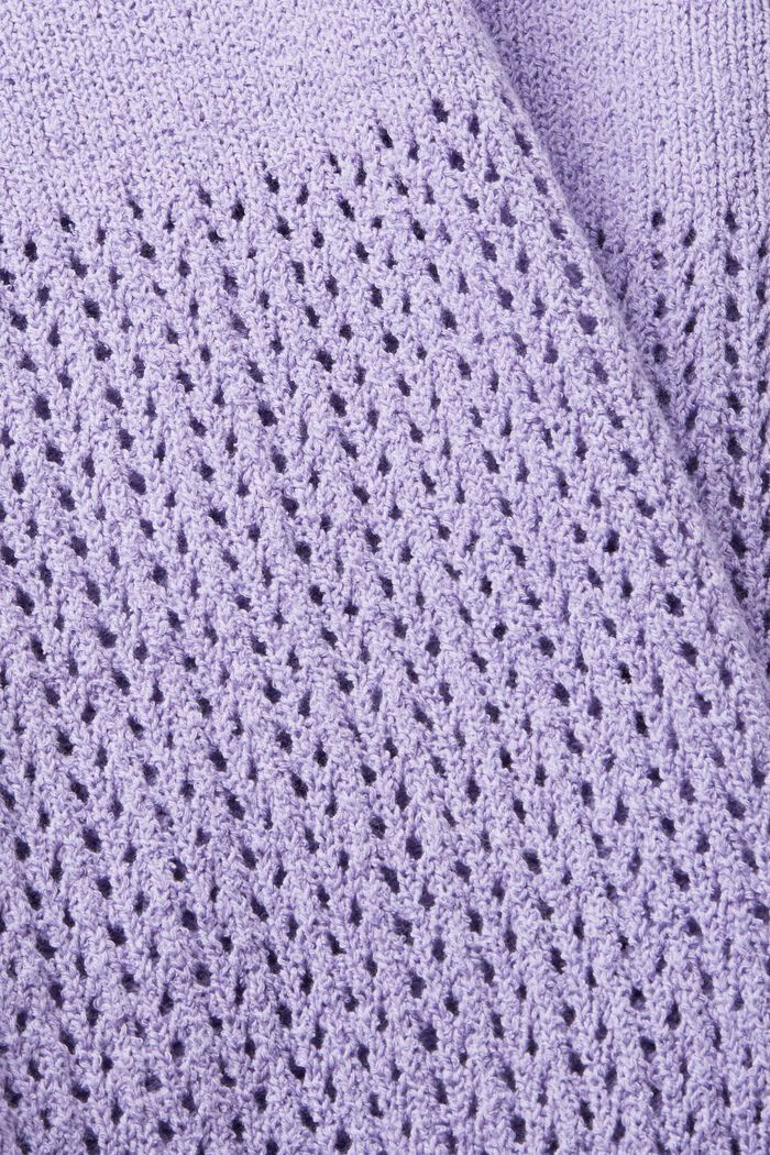 Katoenen trui met opengewerkt motief, LAVENDER, detail image number 5