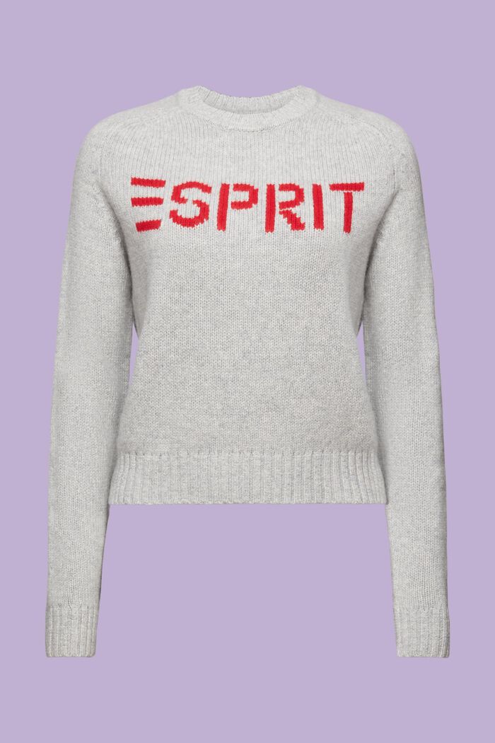 Logosweater van wol en kasjmier, LIGHT GREY, detail image number 6